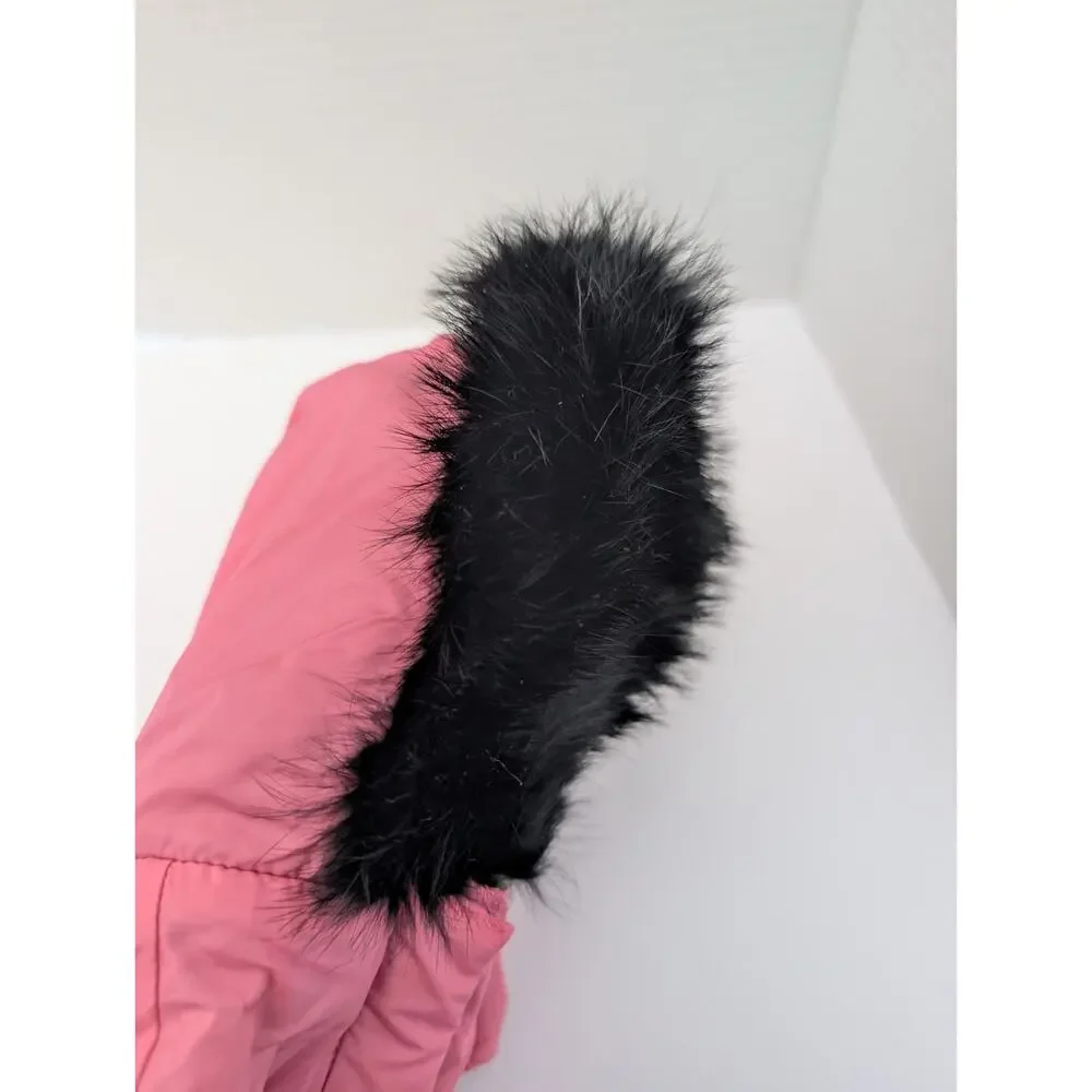 Gooby Pink Hooded Dog Jacket Size M Faux Fur Trim Cozy Winter Coat Stylish Cold